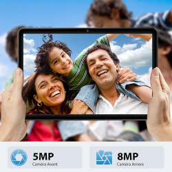 Tablette 10 Pouces, Tablettes Android 15 avec Étui, Unisoc T30 Quad-Core, 18 GO RAM + 128 GO ROM + 1 TO TF, Écran HD IPS 1280x80