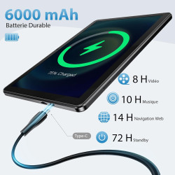 Tablette 10 Pouces, Tablettes Android 15 avec Étui, Unisoc T30 Quad-Core, 18 GO RAM + 128 GO ROM + 1 TO TF, Écran HD IPS 1280x80