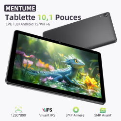 Tablette 10 Pouces, Tablettes Android 15 avec Étui, Unisoc T30 Quad-Core, 18 GO RAM + 128 GO ROM + 1 TO TF, Écran HD IPS 1280x80