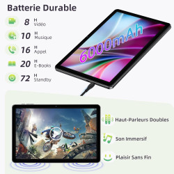 Tablette 10 Pouces, Tablettes Android 15 avec Étui, Unisoc T30 Quad-Core, 18 GO RAM + 128 GO ROM + 1 TO TF, Écran HD IPS 1280x80