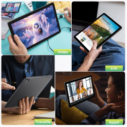Tablette 10 Pouces, Tablettes Android 15 avec Étui, Unisoc T30 Quad-Core, 18 GO RAM + 128 GO ROM + 1 TO TF, Écran HD IPS 1280x80