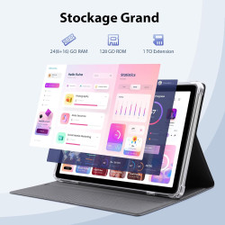 Tablette 10 Pouces, Tablette Android 15 avec Étui, Souris & Clavier, Octa-Core, 24 Go RAM + 128 Go ROM + 1 TO TF, Écran IPS HD 1