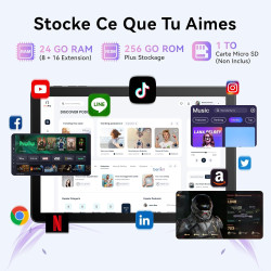 Android 16 Tablette 10 Pouces avec Gemini AI, Tablette avec Clavier, Souris & Stylet, Octa-Core, 24 GO RAM + 256 GO ROM + 1 TO T