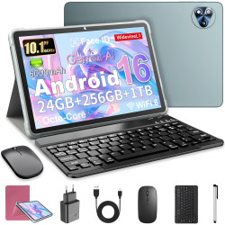 Android 16 Tablette 10 Pouces avec Gemini AI, Tablette avec Clavier, Souris & Stylet, Octa-Core, 24 GO RAM + 256 GO ROM + 1 TO T