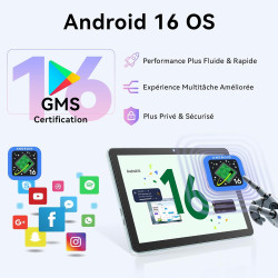 Android 16 Tablette 10 Pouces avec Gemini AI, Tablette avec Clavier, Souris & Stylet, Octa-Core, 24 GO RAM + 256 GO ROM + 1 TO T