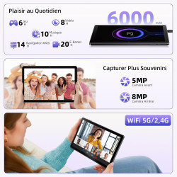 Tablette 10 Pouces, Tablettes Android 15 avec Étui, Unisoc T30 Quad-Core, 18 GO RAM + 128 GO ROM + 1 TO TF, Écran HD IPS 1280x80