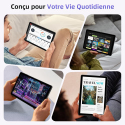 Tablette 10 Pouces, Tablettes Android 15 avec Étui, Unisoc T30 Quad-Core, 18 GO RAM + 128 GO ROM + 1 TO TF, Écran HD IPS 1280x80