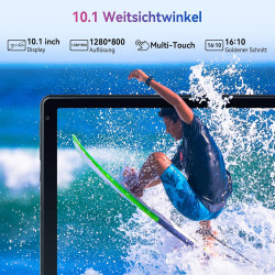 Ainmel Tablette Android, 10 Pouces avec processeur Octa-Core, 10GB RAM 128GB ROM, 1TB TF Card Expand, 1280x800 IPS HD Touchscree
