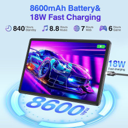 DMOAO Tablette Android 11 Pouces avec 16Go RAM 256Go ROM 1TB Extensible, 2K FHD Tablette avec Trois Caméras 5MP+13MP+2MP, 8 Core