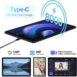 Tablette Android avec Widevine L1, 13MP+5MP, 8000 mAh + Charge Rapide 18 W, Tablette Tactile 11 Pouces avec 20 Go RAM + 128 Go R