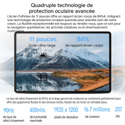 Honor pad x8a tablette tactile 11 pouces android 14+bleutooth, wifi, 4 go/128 go tablette with 4 haut-parleurs, 90hz eye protect