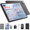 Tablette 10 Pouces Android 15 : 24 Go RAM + 128 Go ROM (Jusqu'à 1 To), Processeur Octa-Core, écran IPS HD 1280x800, Caméras 5MP+
