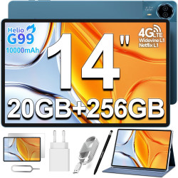 TECLAST T70 Tablette Tactile 14'' Pouces Top Gaming Android Tablet, Helio G99 2.2GHz Octa-Core, 20Go RAM+256Go(8To TF), Dual SIM
