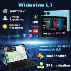 DMOAO Tablette 10 Pouces Android 15 avec 30 Go RAM + 2 to ROM Expansion, Widevine L1, 5G Wi-FI, Gemeni AI, 8 cœurs, GPS, 2 en 1 