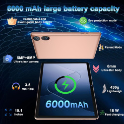 Dmoao tablette 10 pouces android 15 avec 30 go ram + 2 to rom expansion, widevine l1, 5g wi-fi, gemeni ai, 8 cœurs, gps, 2 en 1 