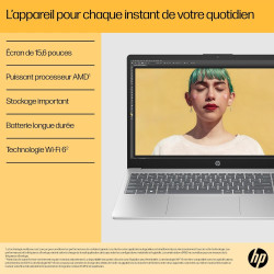 HP 15-fc0006sf Ordinateur Portable 15,6" FHD, PC Portable (AMD Ryzen 5 7520U, RAM 8 Go, SSD 256 Go, AMD Radeon Graphics, Windows