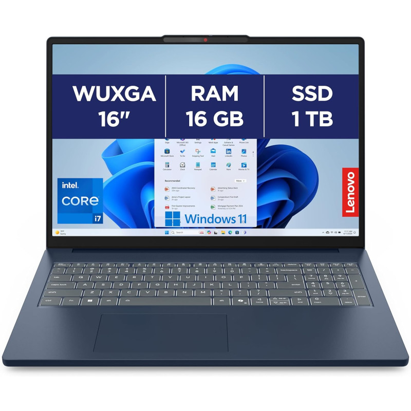 Lenovo IdeaPad Slim 3 16IRH10 - Ordinateur Portable 16'' WUXGA (Intel Core i7-13620H, RAM 16Go, SSD 1To, Intel UHD Graphique, Wi
