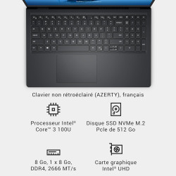 Dell 15 x laptop dc15250 15.6 inch fhd 120hz, intel core i3-1300u, 8gb ddr4 ram, 512gb ssd, intel uhd, windows 11 home, azerty k