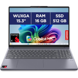 Lenovo IdeaPad Slim 3 15Q8X10 - Ordinateur Portable 15.3'' WUXGA Copilot+ (Snapdragon X X1-26-100, RAM 16Go, SSD 512Go, Qualcomm