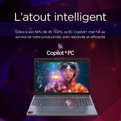 Lenovo IdeaPad Slim 3 15Q8X10 - Ordinateur Portable 15.3'' WUXGA Copilot+ (Snapdragon X X1-26-100, RAM 16Go, SSD 512Go, Qualcomm