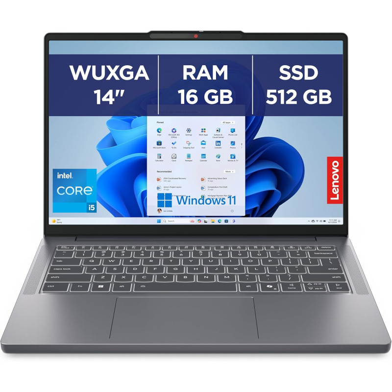 Lenovo IdeaPad Slim 3 14IRH10 - Ordinateur Portable 14'' WUXGA (Intel Core i5-13420H, RAM 16Go, SSD 512Go, Intel UHD Graphique, 