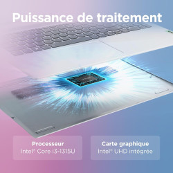Lenovo IdeaPad Slim 3 15IRU8 - Ordinateur Portable 15.6'' FHD (Intel Core i3-1315U, RAM 8Go, SSD 512Go, Intel UHD Graphique Inté