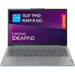 Lenovo IdeaPad Slim 3 15IRU8 - Ordinateur Portable 15.6'' FHD (Intel Core i3-1315U, RAM 8Go, SSD 512Go, Intel UHD Graphique Inté