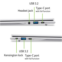 acer Chromebook 315 I PC Portable 15.6" FHD I MediaTek 540 I 8Go RAM LPDDR5 I 128Go eMMC I ChromeOS I Gris I sans Chargeur I CB3