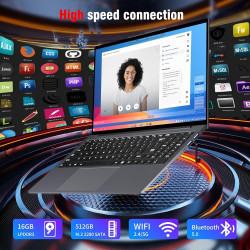 Ordinateur portable 15,6 pouces, PC Portable Win 11, écran HD 1920x1080 Core jusqu'à 3,4 GHz, Pc Portable 16Go 512Go SSD, Laptop