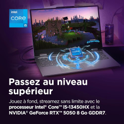 Lenovo LOQ Essential 15IRX11 - Ordinateur Portable Gaming 15.6'' FHD 144Hz (Intel Core i5-13450HX, RAM 16Go, SSD 512Go, NVIDIA R
