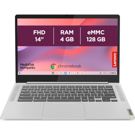 Lenovo IdeaPad Slim 3 Chromebook 14M868 - Ordinateur Portable 14'' FHD (MediaTek Kompanio 520, RAM 4Go, SSD 128Go, Arm Mali-G52 