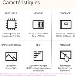 Microsoft Surface Laptop | Copilot+ PC | Ecran Tactile 15”| Snapdragon® X Elite | 16Go RAM | SSD 256Go | Dernier Modèle, 7ème Ed