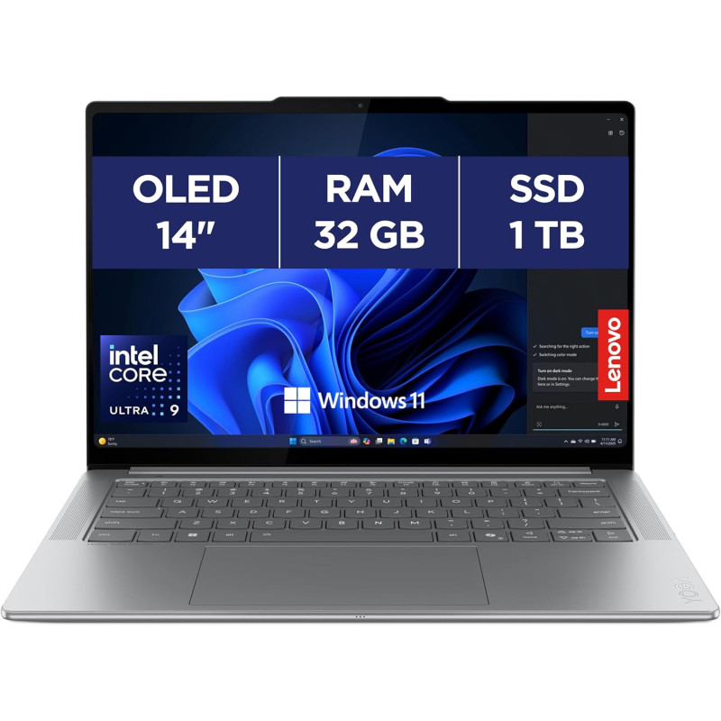 Lenovo Yoga Pro 7 14IAH10 - Ordinateur Portable Ultrafin 14'' 3K OLED 120Hz Tactile (Intel Arrow Ultra 9H, RAM 32Go, SSD 1To, Gr