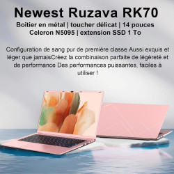 Ordinateur Portable 14 Pouces Celeron N5095 Win11 Pro 8Go RAM 256Go SSD Extension1To 5G WiFi 1920x1080 FHD PC Portable avec Sour