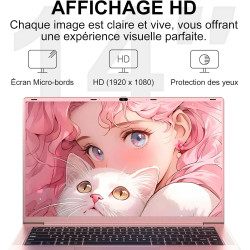 Ordinateur Portable 14 Pouces Celeron N5095 Win11 Pro 8Go RAM 256Go SSD Extension1To 5G WiFi 1920x1080 FHD PC Portable avec Sour