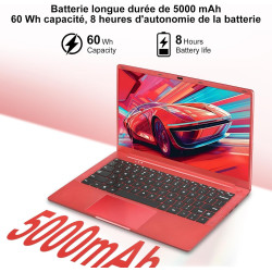 Ruzava 2026 Ordinateur Portable 14 Pouces Celeron N5095 8Go RAM 256Go PC Portable Extension SSD TF 1To 5000mAh Laptop HDMI Type-
