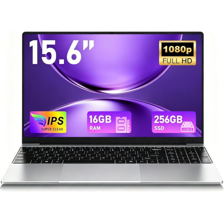 FUNYET Ordinateur Portable,15.6" Pc Portable 2 Cœurs 16Go RAM 256Go SSD Extension TF 1To,(Processeur M3-6Y30, 5000mAh),IPS 1920×
