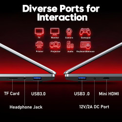 FUNYET 2026 15.6 Pouces Ordinateur Portable 8Go RAM 256Go SSD Soutien TF 1To Win11 Pro Processeur 4425Y PC Portable 5000mAh IPS 