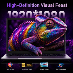 FUNYET Gaming Ordinateur Portable 16 Pouces R7 5825U jusqu'à 4.5GHz PC Portable 16Go RAM 1To SSD Extension TF 1To Win11 Laptop a