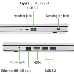 Acer Aspire 3 A317-54-54DZ, Ordinateur Portable 17,3'' Full HD IPS, PC Portable (Intel Core i5-1235U, RAM 16 Go, SSD 512 Go, Int