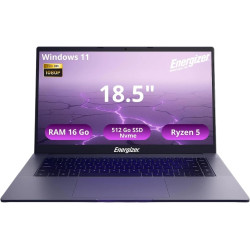 Energizer EnergyBook Pro 18,5" PC Portable - Grand Écran FHD IPS, AMD Ryzen 5, 16Go RAM, 512Go SSD, Windows 11 - Clavier AZERTY 