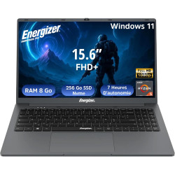 Energizer EnergyBook Pro 15,6" PC Portable - Écran FHD IPS, AMD Ryzen 5, 8Go RAM, 256Go SSD, Windows 11 - Clavier AZERTY Françai