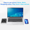 Ordinateur portable 14,1" hd, 6 go ram, ssd 128 go, processeur double cœur, wi‑fi 2,4g/5g & bleutooth, design silencieux sans ve