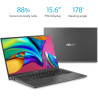ASUS VivoBook 15 PC portable fin et léger 15,6" FHD, processeur Intel i3-1005G1, 8 Go de RAM, 128 Go de SSD, rétroéclairé KB, em