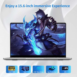 Ordinateur Portable 15,6 Pouces 12 Go RAM 256 Go SSD N4000 Processeur Écran IPS Full HD PC Portable WiFi 5 BT Mini HDMI Charnièr