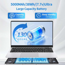 Ordinateur Portable 15,6 Pouces 12 Go RAM 256 Go SSD N4000 Processeur Écran IPS Full HD PC Portable WiFi 5 BT Mini HDMI Charnièr