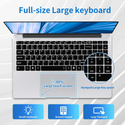Ordinateur Portable 15,6 Pouces 12 Go RAM 256 Go SSD N4000 Processeur Écran IPS Full HD PC Portable WiFi 5 BT Mini HDMI Charnièr