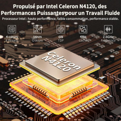 Ordinateur Portable 14 Pouces, 8 Go DDR4, IPS 1920 x 1080, Celeron N4120, avec Protection De Clavier AZERTY en Français，(Gris, 8