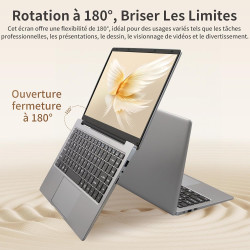 Ordinateur Portable 14 Pouces, 8 Go DDR4, IPS 1920 x 1080, Celeron N4120, avec Protection De Clavier AZERTY en Français，(Gris, 8