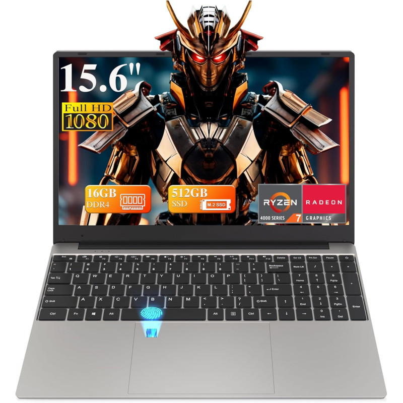 Dreamfyre 15,6" ordinateur portable 16go ddr4 512go ssd, pc portátil ryzen 7 4800h cpu, portable laptop computer avec écran fhd 